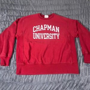 Champion Reverse Weave Chapman University Sweatshirt Red Mens Large Heavyweight